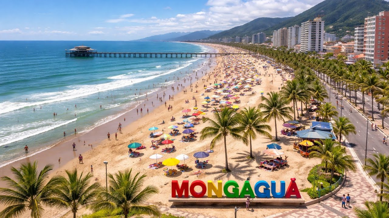 Maikdrones Praia de Mongaguá litoral sul sp segunda feira 2/2/26 💕⛅🤩😎☀️🌧️😘🙏🏻