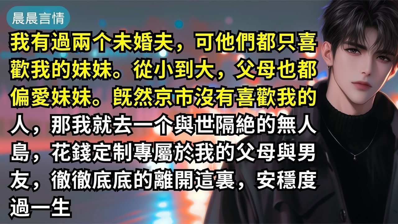 我有過兩个未婚夫，可他們都只喜歡我的妹妹。從小到大，父母也都偏愛妹妹。旣然京市沒有喜歡我的人，那我就去一个與世隔絶的無人島，花錢定制專屬於我的父母與男友，徹徹底底的離開這裏，安穩度過一生