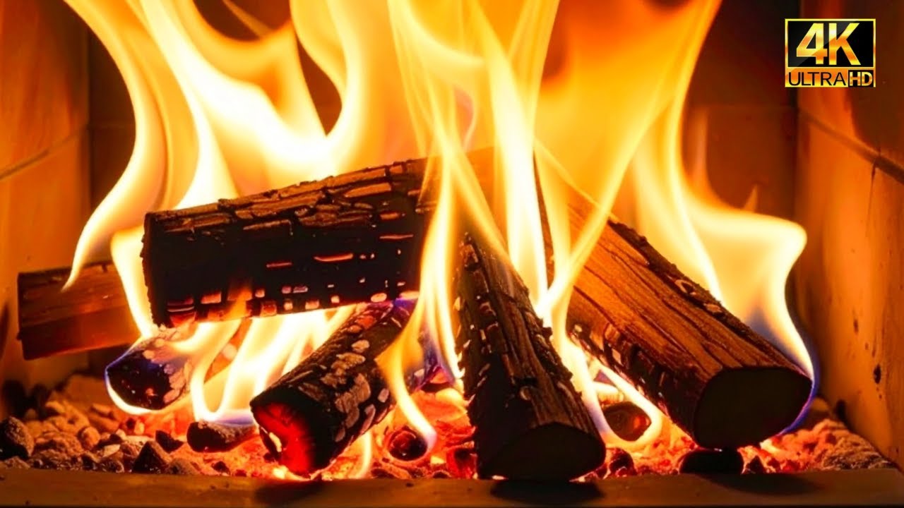 FEU CHEMINÉE 4K. Cheminée relaxante avec des sons de feu crépitants 🔥
