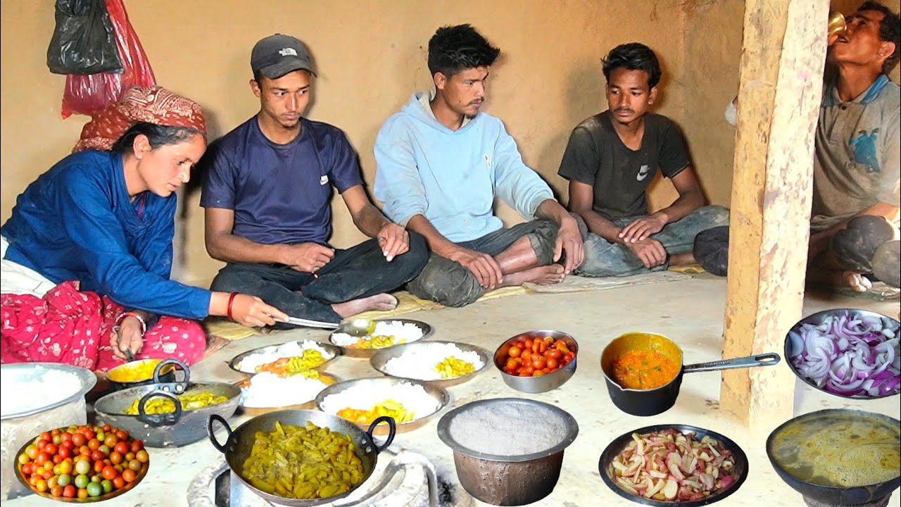 Traditional Nepali Village Cooking ||Dal Bhat Feast with Local Tomato Pickle||