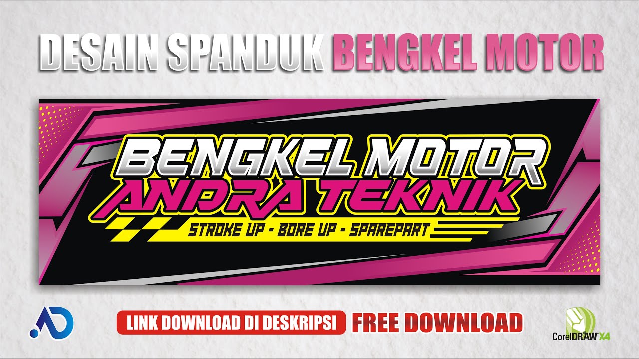 Desain Spanduk Bengkel Motor (Free Download) File CorelDRAW