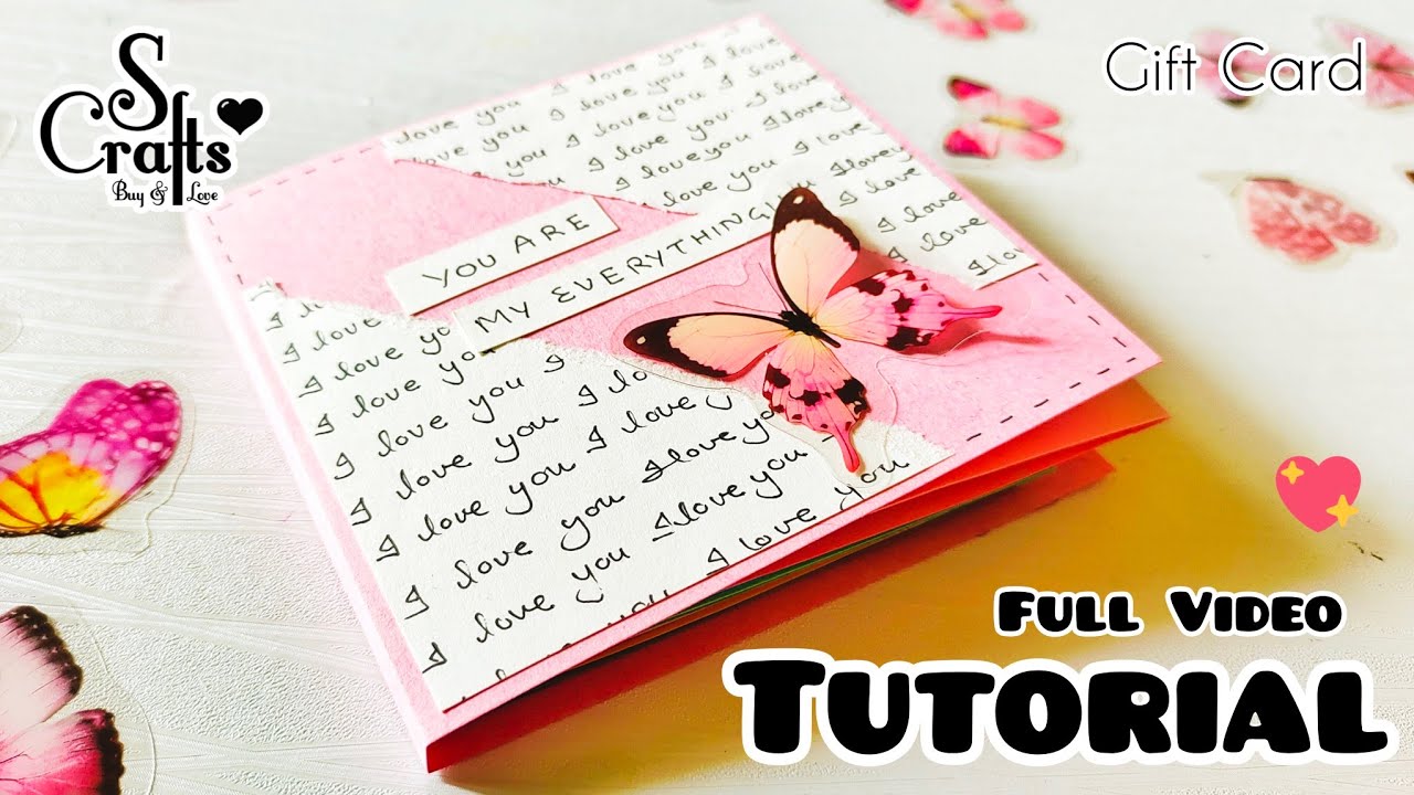 Gift Card Tutorial ✂️ cute birthday card Handmade gift making | Scrapbook making ideas | S Crafts