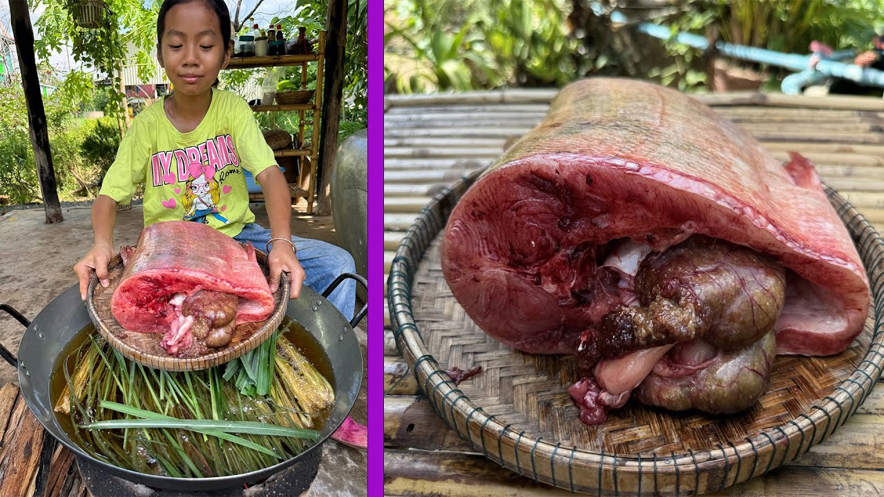 Smart girl Pich cook river fish with country style - Cooking with Sreypich