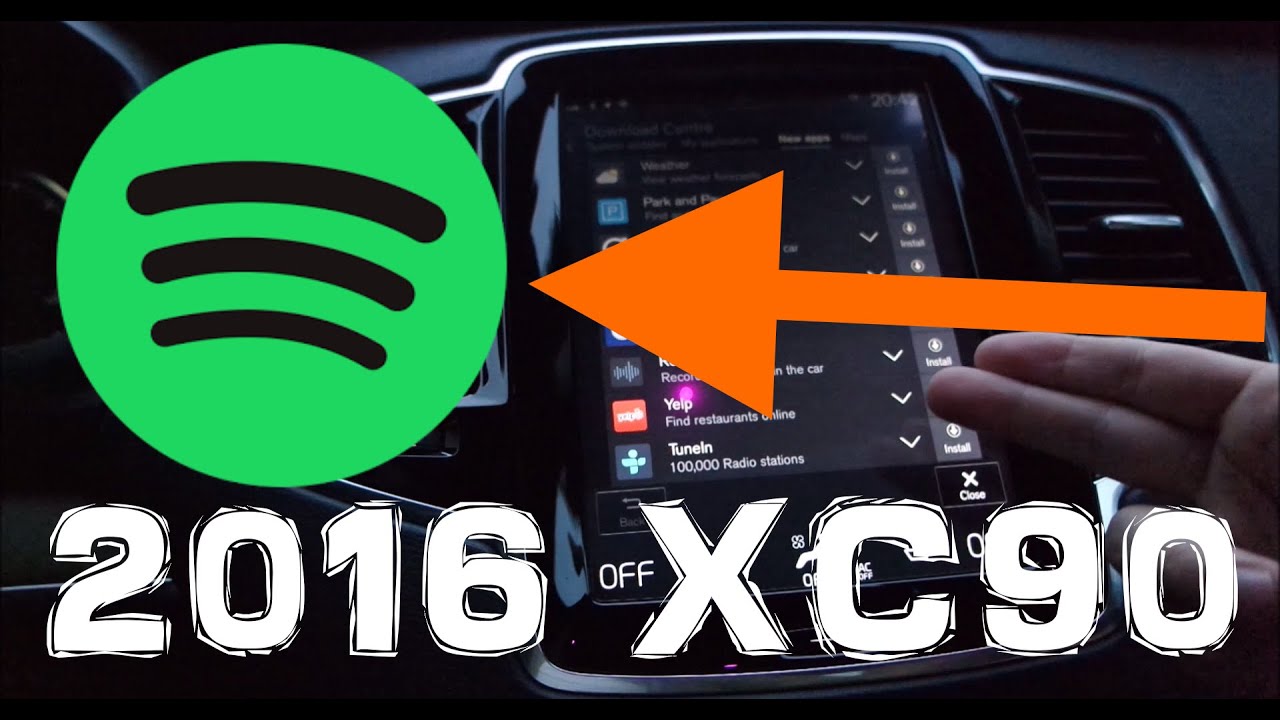 Приложение Spotify для Volvo XC90 2016 года