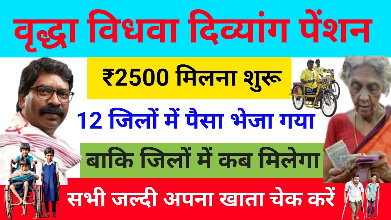 Pension ₹2500 Milna Start | Vridha Vidhwa Aur Divyang Pension ₹2500 Milega | इन 12 जिलों में ₹2500