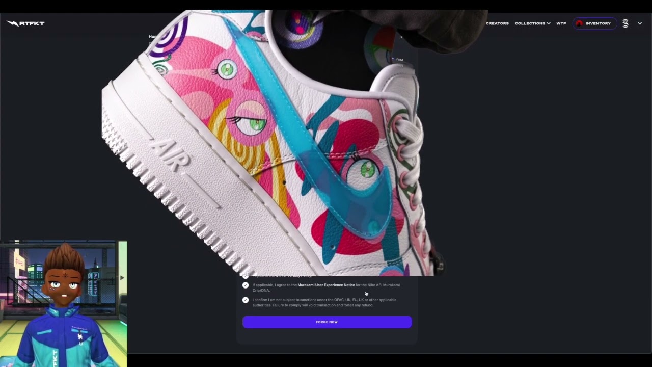 CloneX Szn 1 RTFKT x Nike Air Force 1 Human. Forging a SUPER RARE IRL Sneaker just by holding an NFT