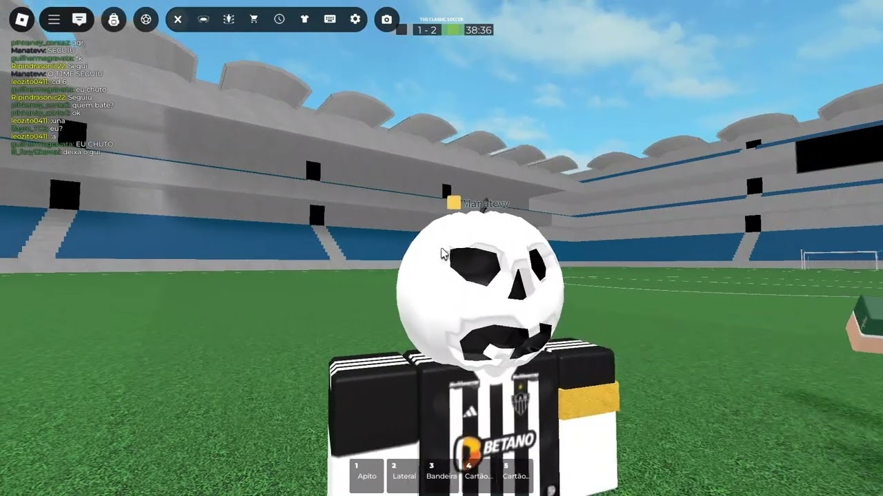 Organizando mais uma partida no Futebol Clássico no Roblox