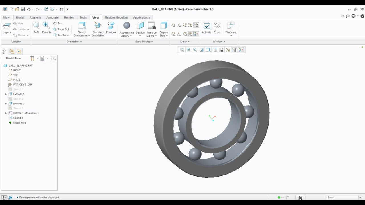 Creo Parametric Tutorial #02 (how to make Ball Bearing in creo) Ball Bearing
