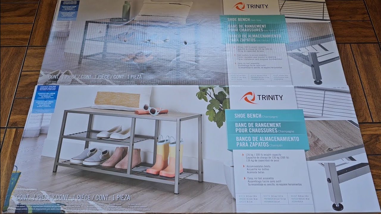 Costco Sale Item Review Trinity Shoe Bench Champagne Accommodates Boots Assembly Review