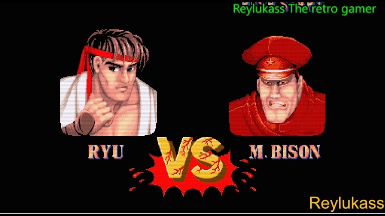 Ryu vs M Bison batalla final mas secuencia Street Fighter II