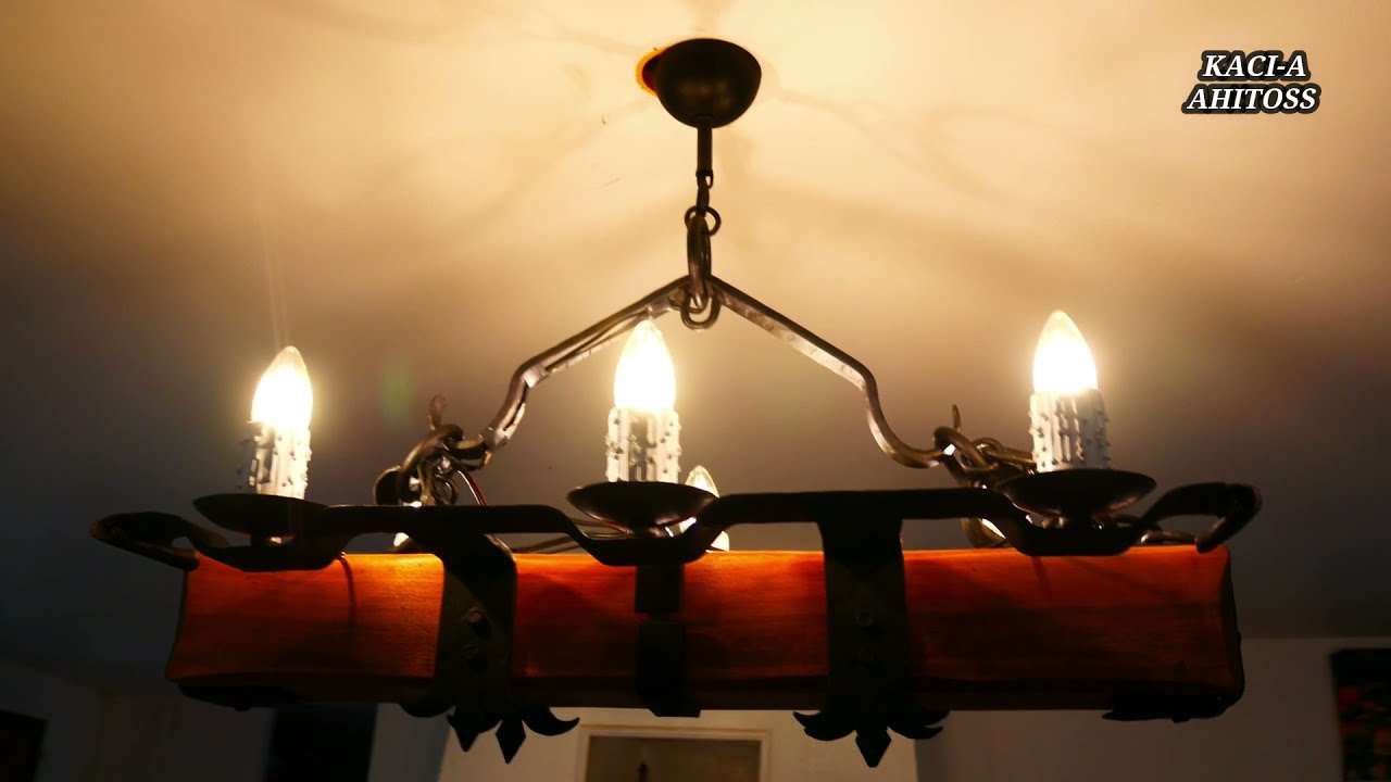 Restauration (Rénovation) d'un ancien lustre en bois et fer forgé