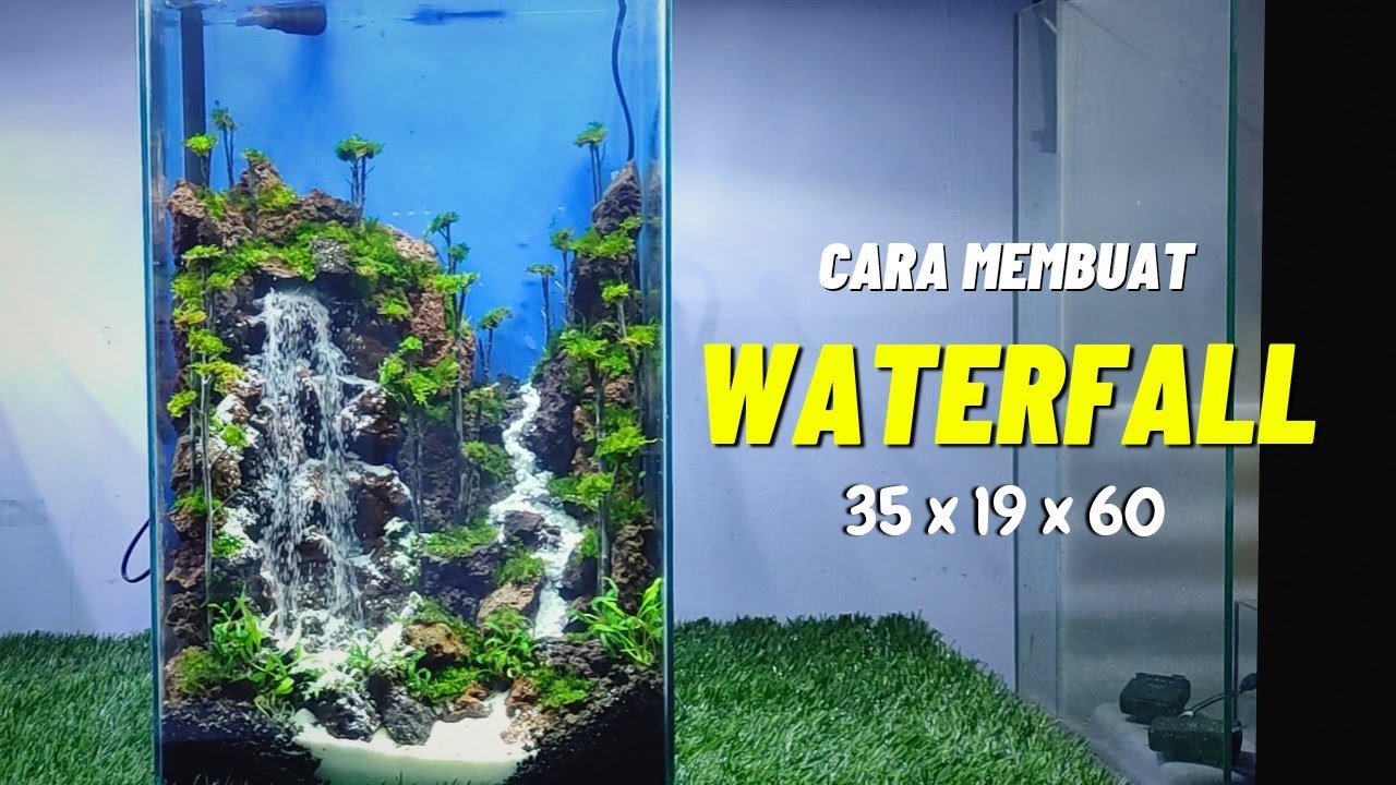 cara membuat air terjun aquascape di akuarium tipis