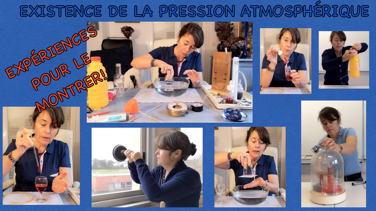 Expériences ludiques montrant l'existence de la pression atmosphérique. Explications. Cours. Tutos.