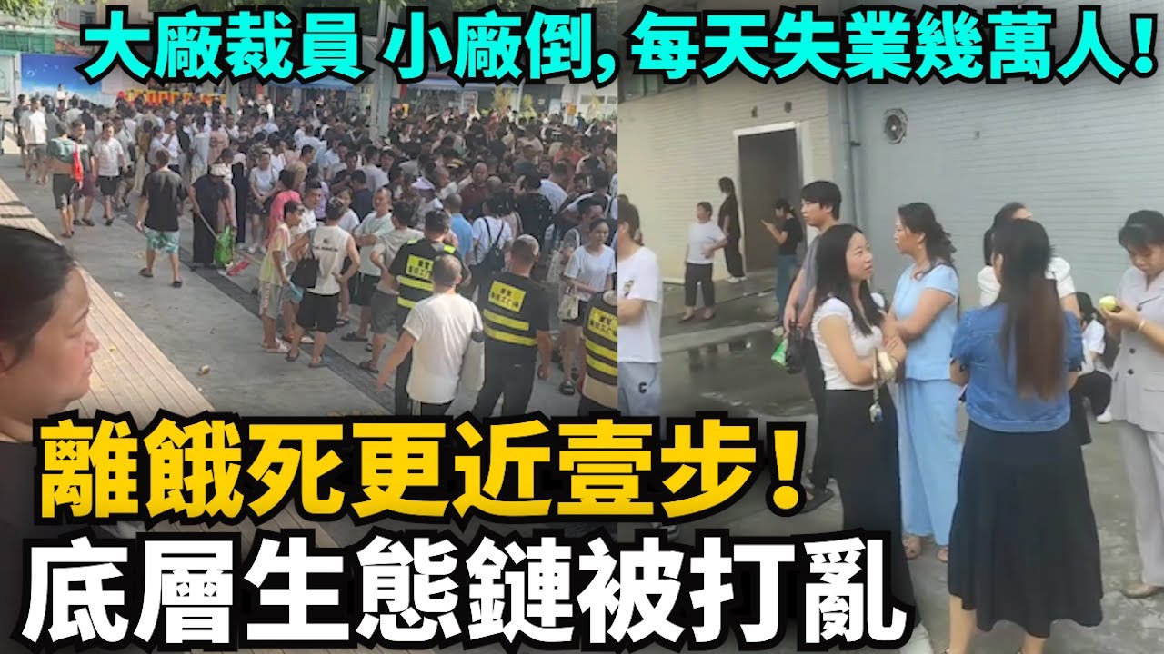 離餓死更近壹步！底層生態鏈被打亂！大廠裁員 小廠倒，每天失業幾萬人！農民工啃饅頭，年輕人窮到檢菜葉，上海老板准備關店回老家，高鐵不准吃泡面，窮人吃不起昂貴盒飯