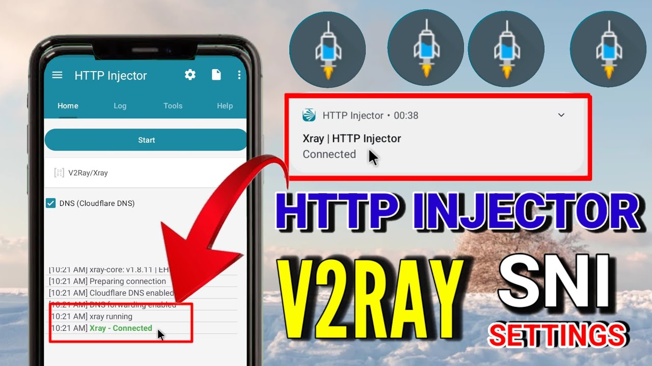 How to setup http injector with v2ray/SNI setting for fast and secure online browsing 