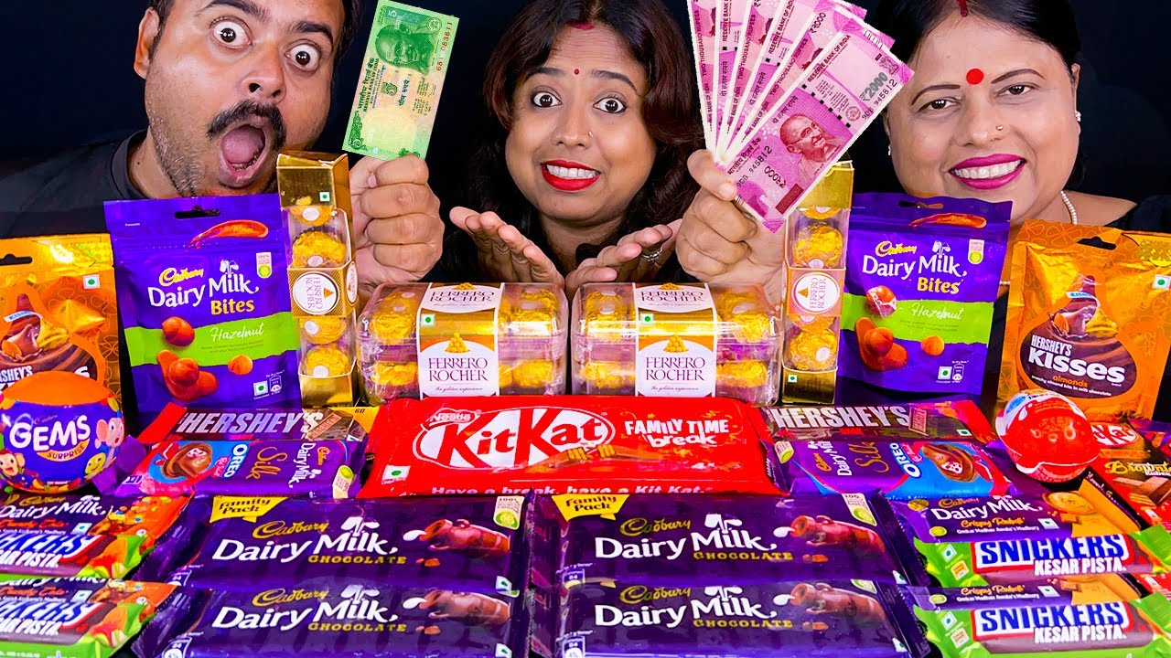 CHOCOLATE EATING CHALLENGE - DAIRYMILK CRISPELLO, FERRERO ROCHER,KITKAT, FUSE,KINDER JOY Eating Show