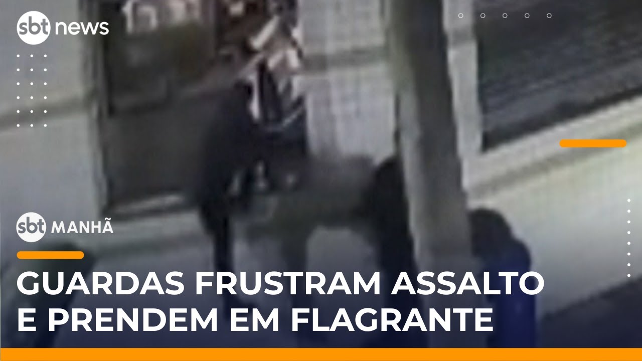 Ladrões de padaria são flagrados por câmeras e guardas impedem assalto | #SBTManhã