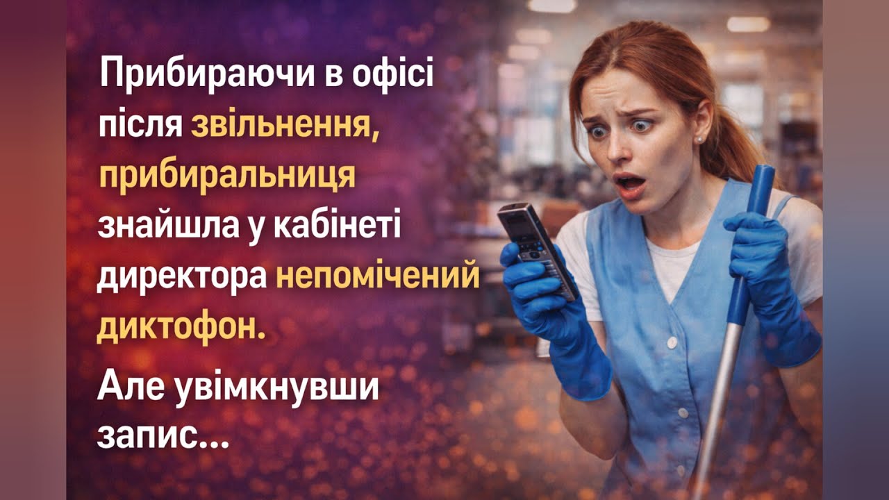 Прибираючи в офісі після звільнення, прибиральниця знайшла у кабінеті директора непомічений диктофон