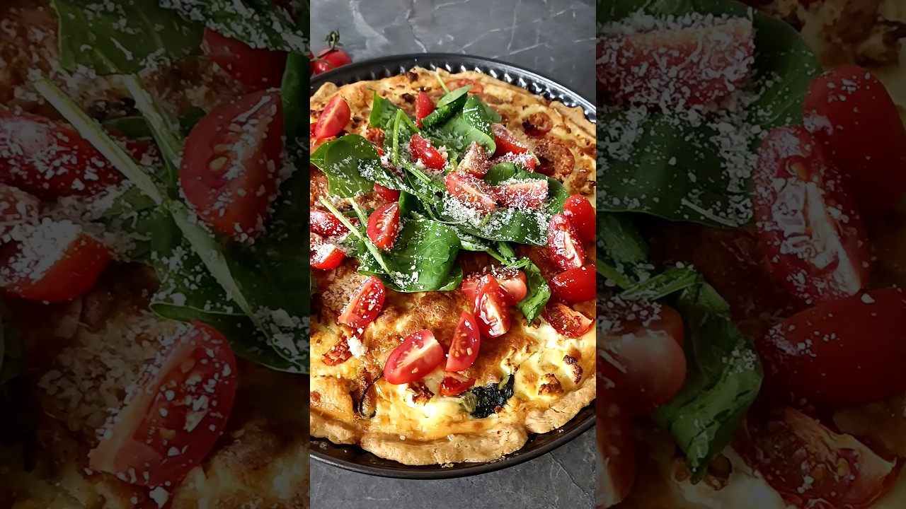 Amazing tart with feta chicken and cherry tomatoes❗#food #quiche#lovecooking #loveit#fit#essen#