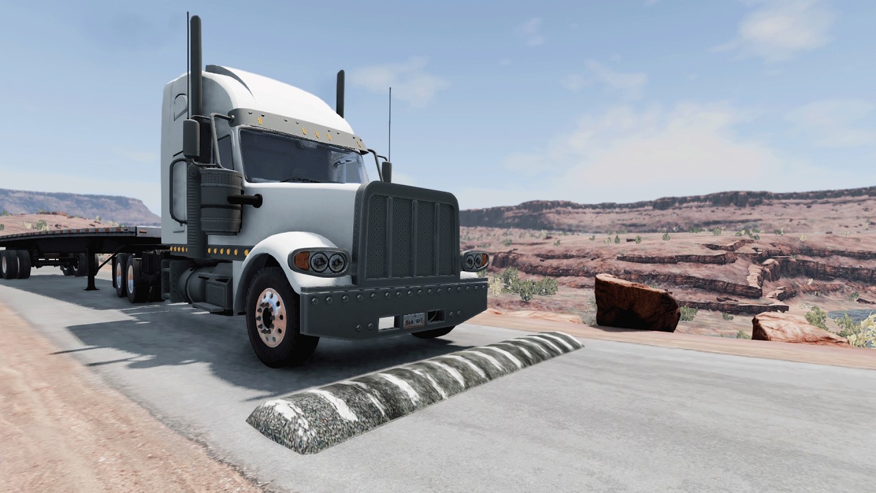 Trucks Cars Vs Massive Speed Bumps – Cars Vs Upside Down Speed Bump - BeamNG Drive #1
