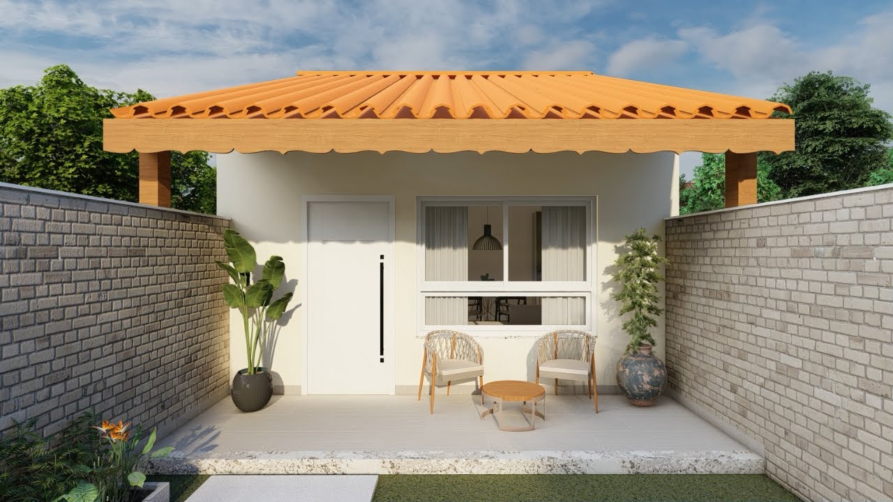 CASA PEQUENA E SIMPLES 5x10 |Plantas de casas 40m² modernas MORAR SOZINHO| Plano de casa pequeña