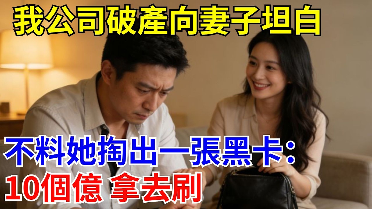 我公司破產向妻子坦白，不料她掏出一張黑卡：10個億 拿去刷。#原創#情感#情感故事#故事#爽文#奇聞#為人處世#生活經驗