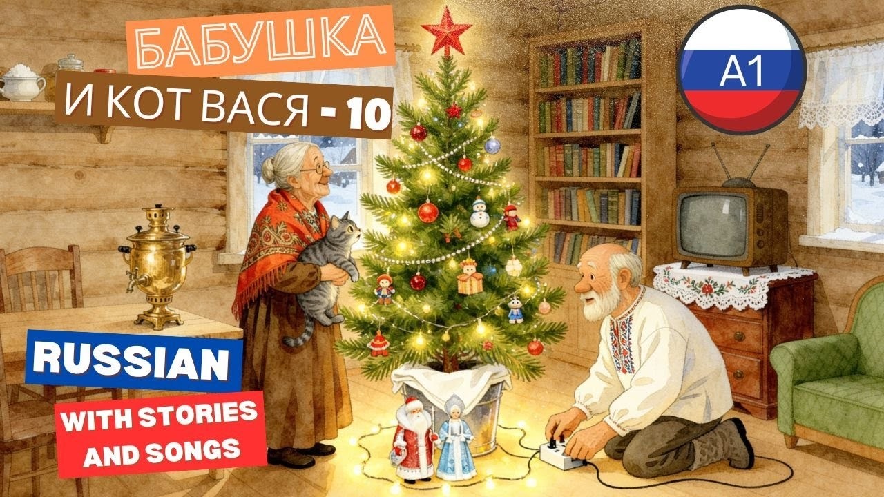 Learn Russian A1 Through Story & Song | Babushka and Cat Vasya 🎄 New Year Tree Magic (Part 10)