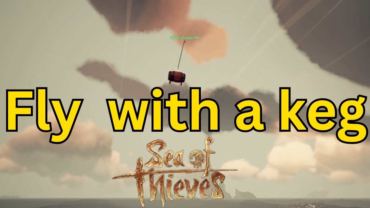 Harpoon a keg after shooting yourself out from a cannon in sea of thieves