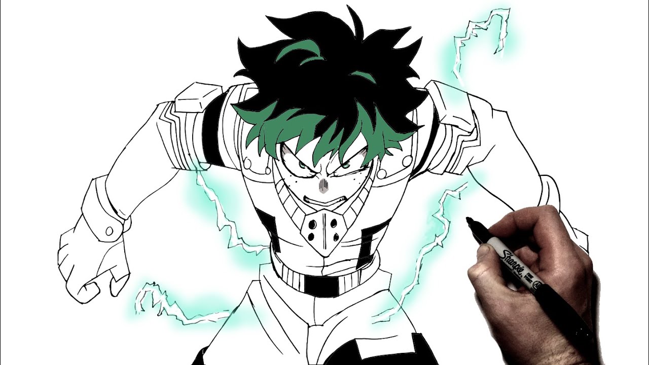 How To Draw Deku (Power Up) | Step By Step | My Hero Academia