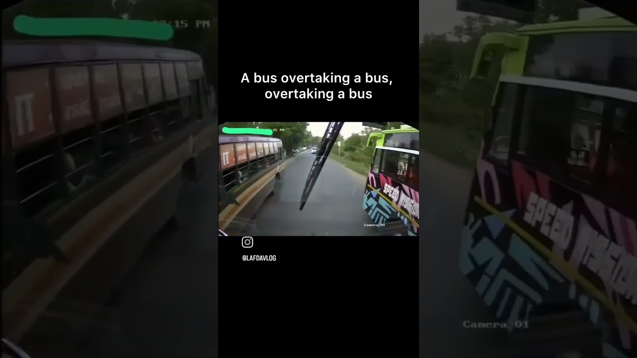 Craziest Overtake by 3 Buses.  #idiots #buses #overtaking