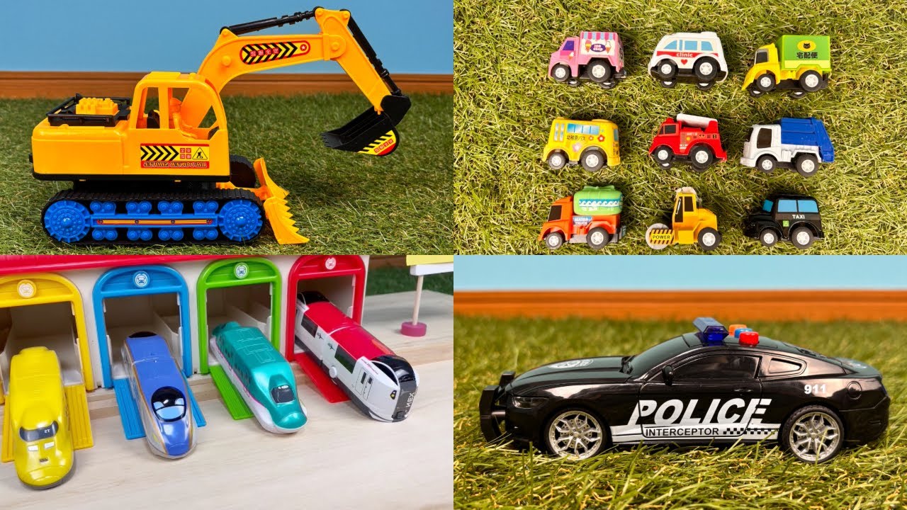 【のりもの大集合🚗✨】はたらくくるま＆新幹線32分！ショベルカー・パトカー・ミニカーが大活躍！Bullet train excavator, police car, miniature car