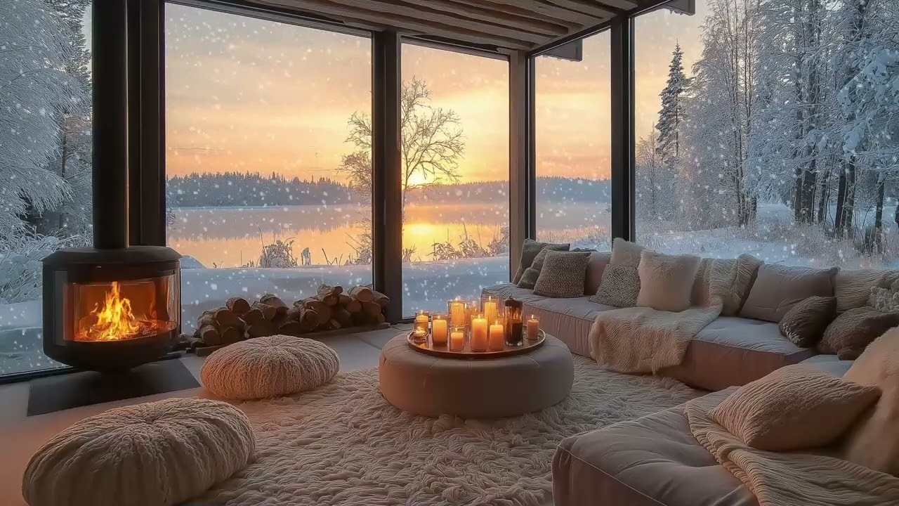 Winter Cozy Apartment ❄️ Snowfall, Fireplace & Lake | No Music