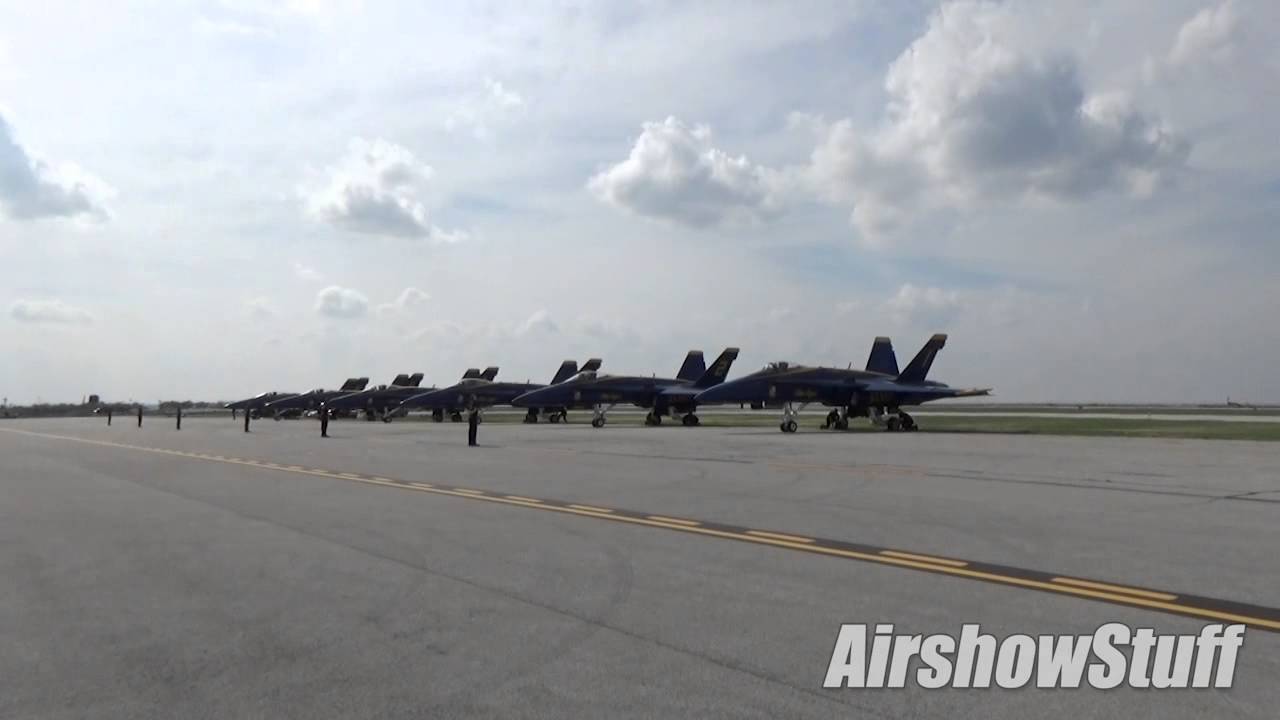 US Navy Blue Angels Startup and Taxi (Ground View) - Cleveland National Airshow 2014