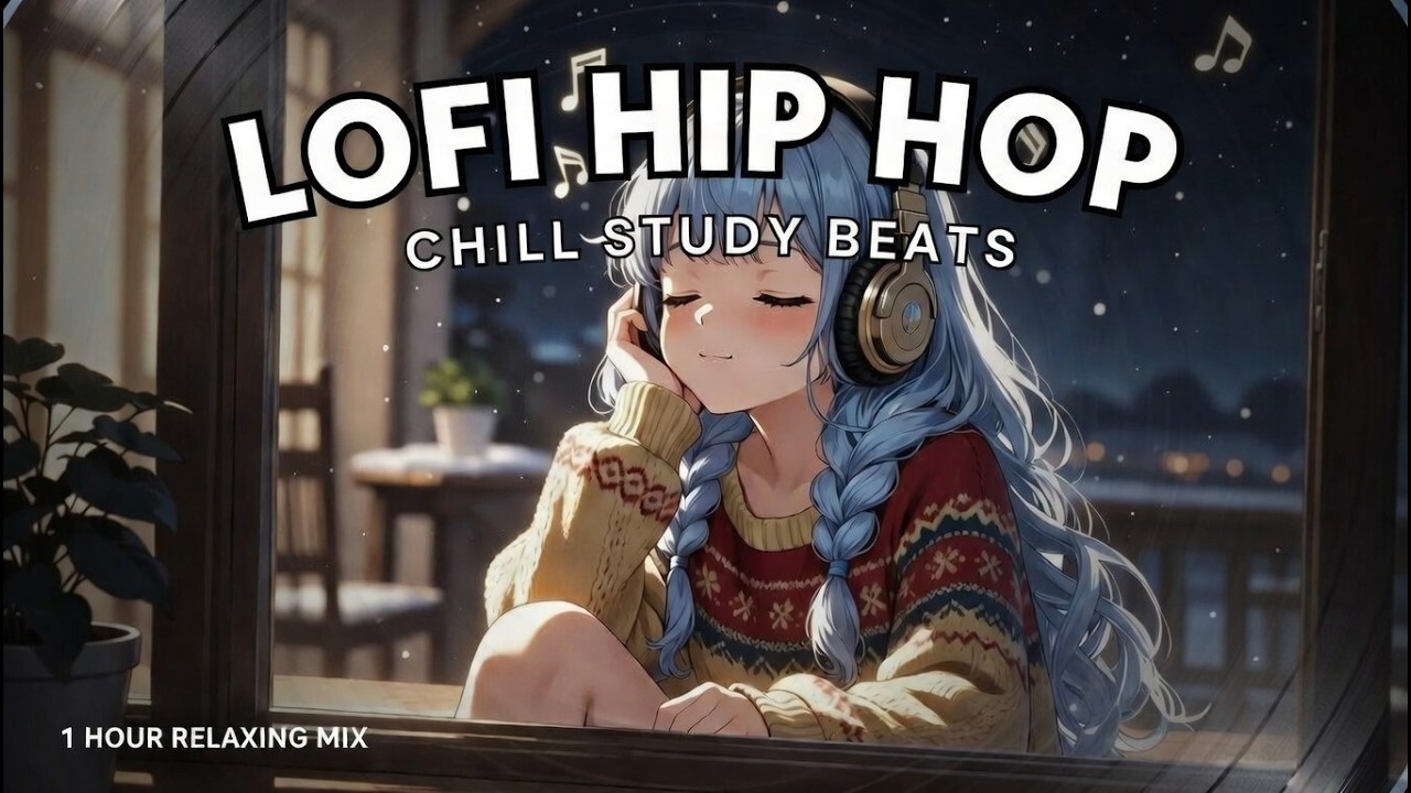1 HOUR LOFI HIP HOP 🌙 Chill Study Beats – Cozy Winter Night Girl