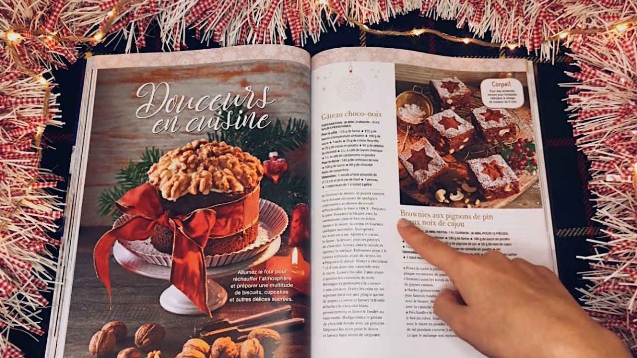 ASMR fr 🎅🏻 On regarde un magazine de noël ensemble (Page turning, tracing, whispering…)