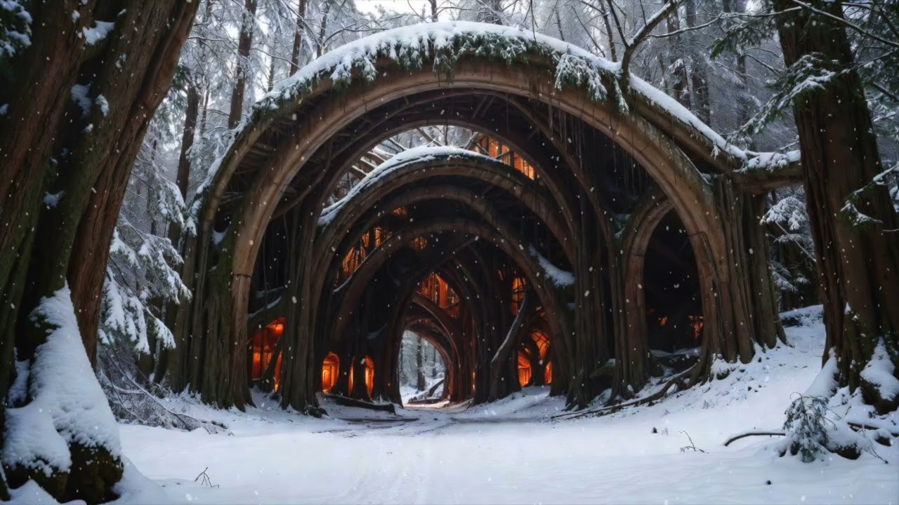 Snowy Forest Archway Sanctuary ✦ 3 Hours of Sleep Music & Gentle Snowfall Sounds