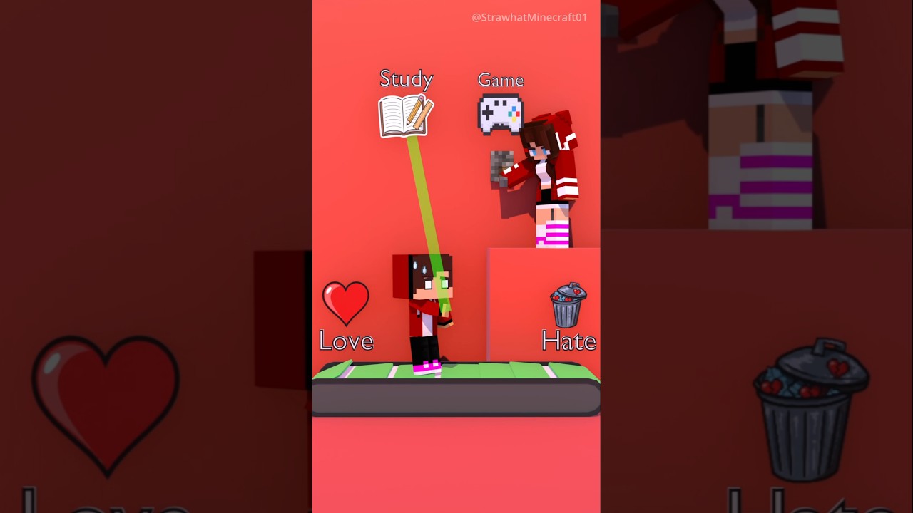 JJ Choose Game or Study on Treadmill - MAIZEN Minecraft Animation #shorts