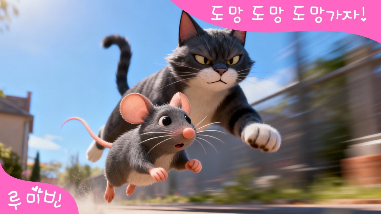 🐀도망 도망 도망가자🐈‍⬛ | 심장이 쿵 쿵 쿵! | 유아동요 | 루미빈 |
