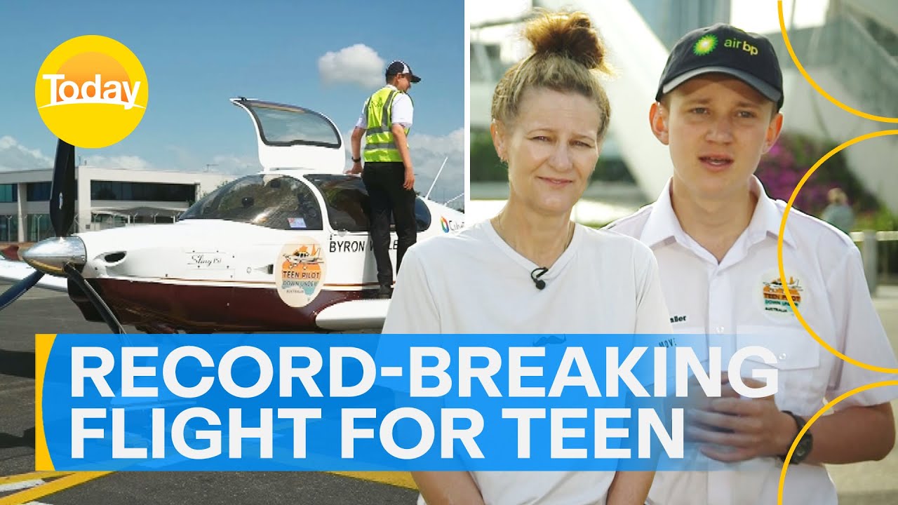 Teen pilot finishes record-breaking around the world flight | Today Show Australia