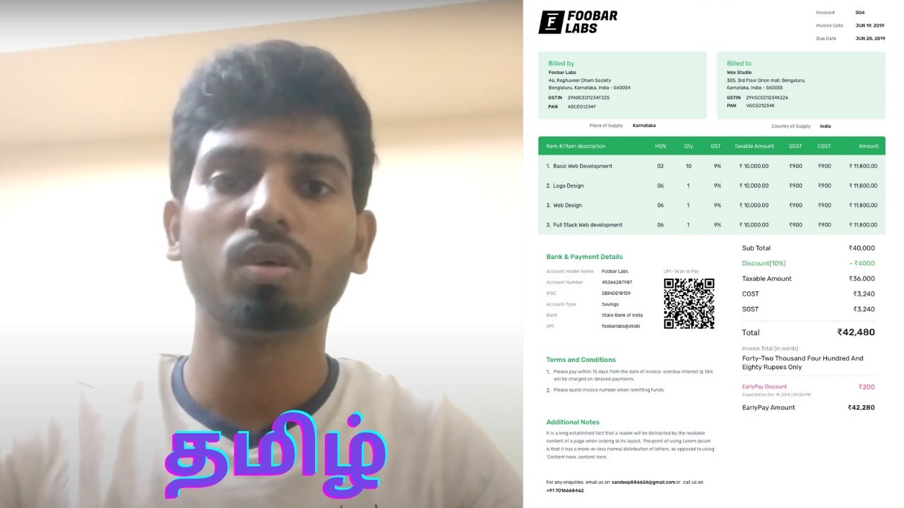 Best Free Online Invoice Generator in Tamil | GST | Billing