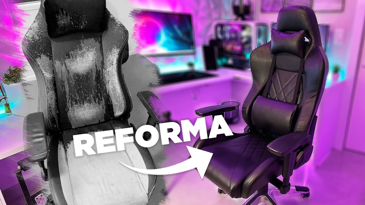 REFORMEI a CADEIRA GAMER do MEU SETUP, Ficou MELHOR que NOVA!