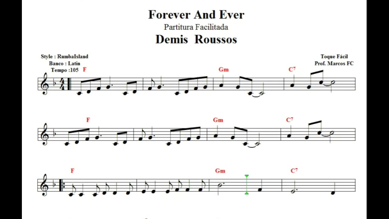 Forever And Ever - Demis Roussos   - Partitura Facilitada  Cover