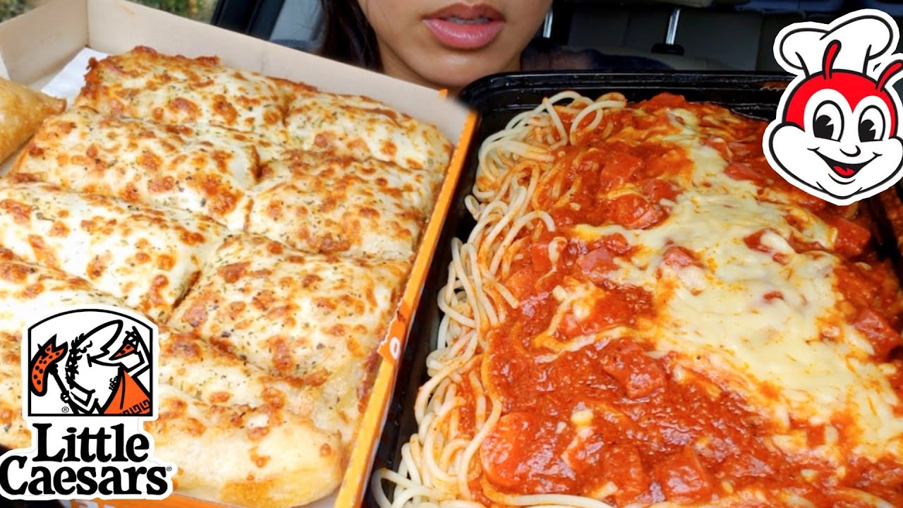ASMR EATING LITTLE CAESARS PIZZA JOLLIBEE CAR MUKBANG ITALIAN CHEESE BREAD REAL SOUND TWILIGHT SHOW