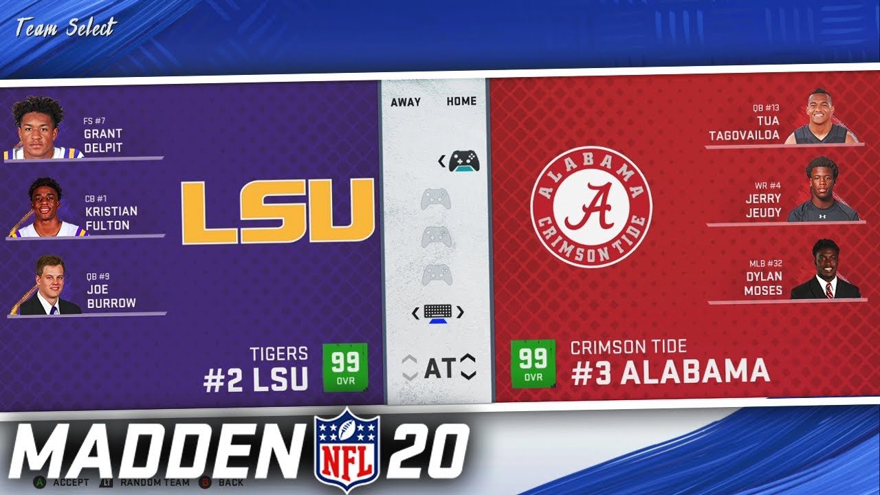 Alabama vs LSU, but its in Madden