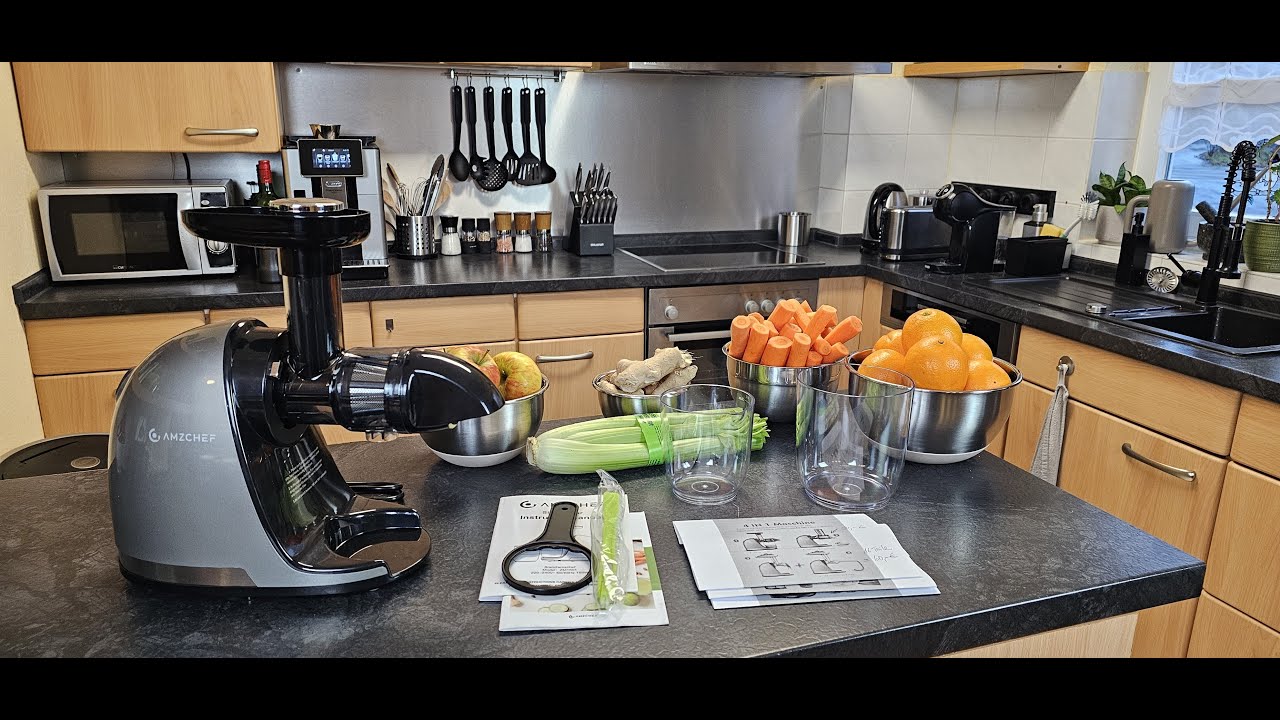 Enstafter AMZCHEF Slow Juicer mit Rückwärts-Funktion elektrische Saftpresse - TEST