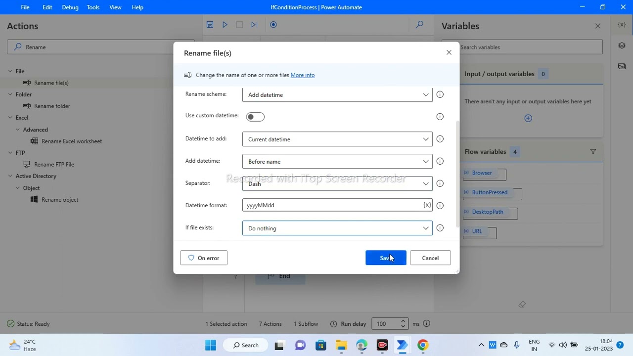 How to Use   IF condition Take screenshot of web , Populate text field on web etc.