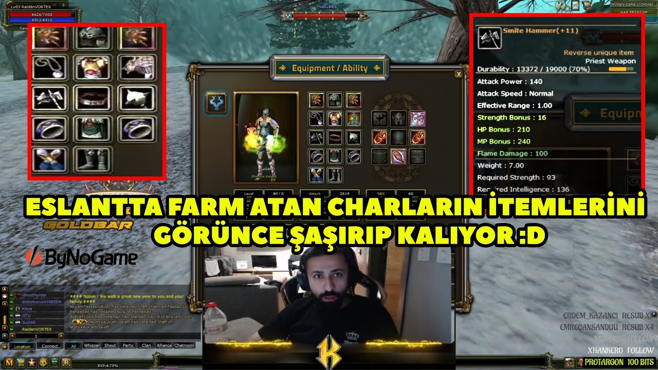Kaithnys - (Agartha) Serverinde Eslantta Slot Dönen Charların İtemlerine Bakıyor ! Knight Online