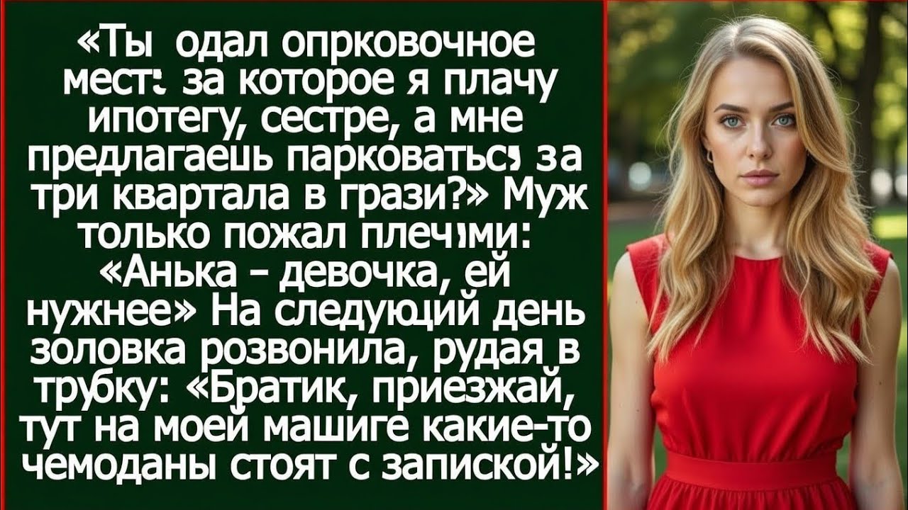Ты отдал парковочное место сестре, а мне предлагаешь парковаться за три квартала в грязи?