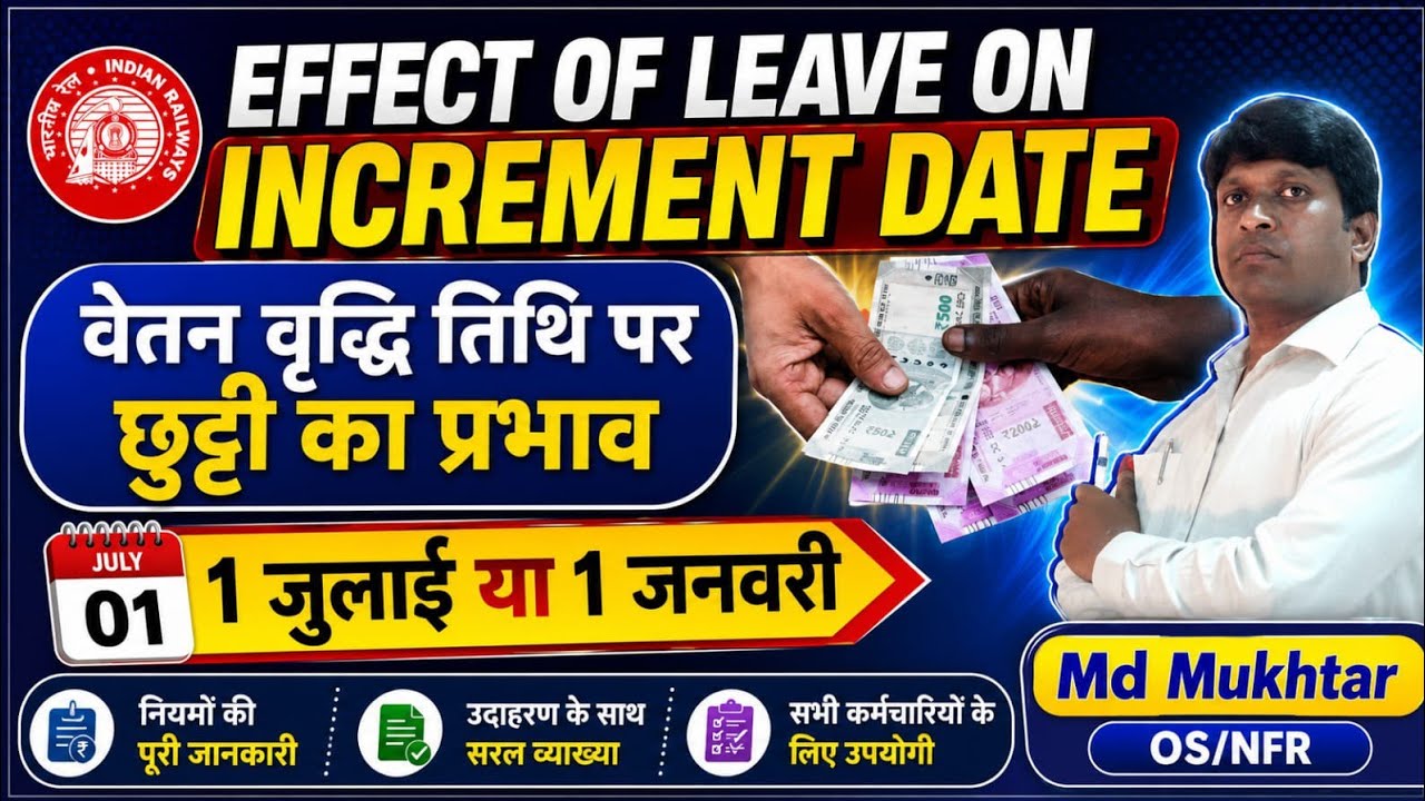 effect of leave on increment date || वेतन वृद्धि तिथि पर छुट्टी का प्रभाव || annual increment rule