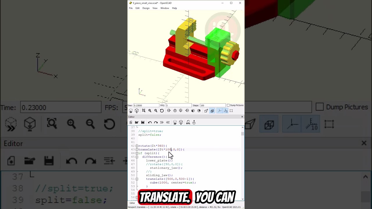 OpenScad: Animate #openscad #3dprinting